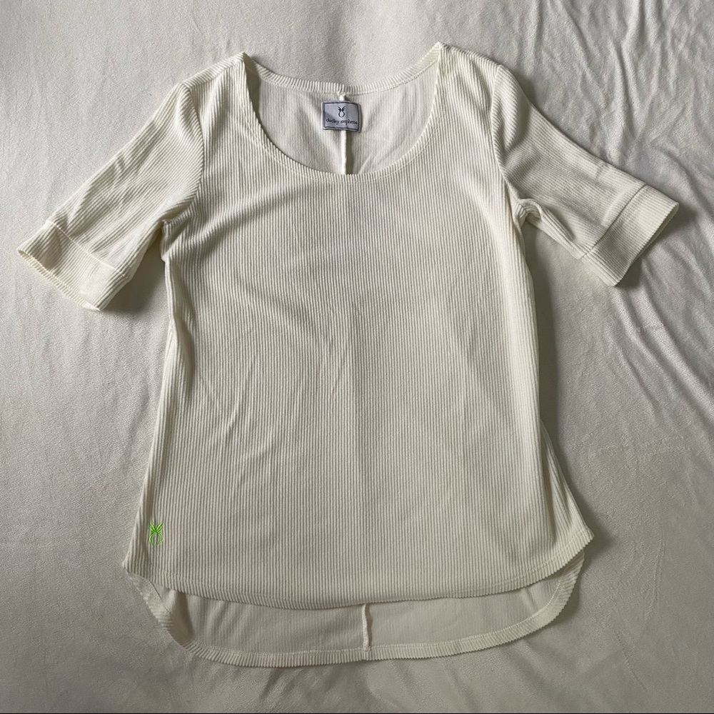 Dudley Stephens • Cream Ribbed College Tee Size Large - Picture 2 of 7